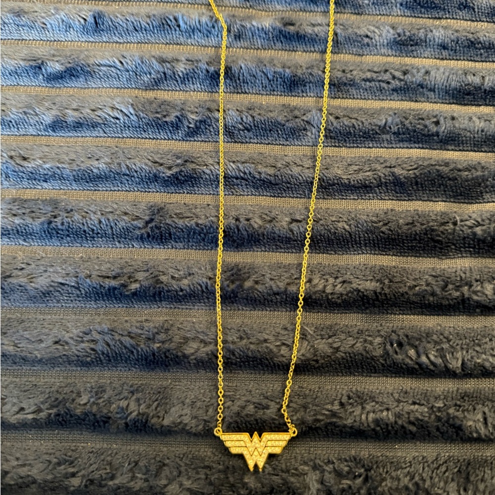 Gold Tone Wonder Woman Brass Necklace
